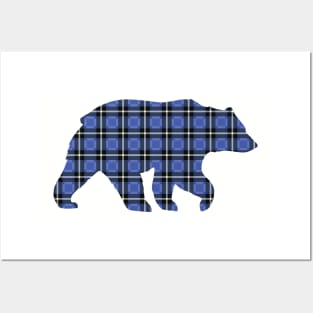 Blue Plaid Bear Posters and Art